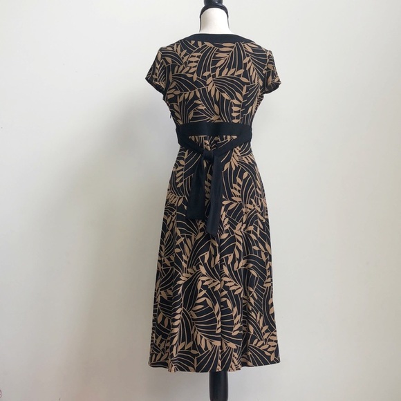 Dressbarn Empire Waist Dark Cottagecore Coquette Tie Faux Wrap Top Midi Dress 10 - Picture 2 of 12